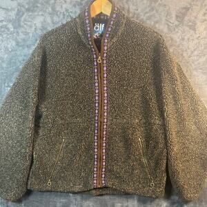 VTG 90s KUHL ALF Aztec Full Zip Fleece Jacket Unisex XL Brown/Purple SF accents